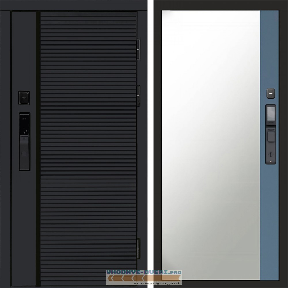 Входная дверь  Smart (Смарт) Black Line Зеркало фацет Grey софт